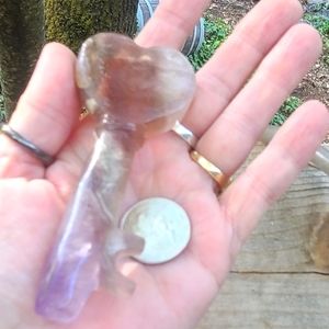 Purple Fluorite Heart Key handcarved crystal